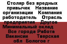 Столяр без вредных привычек › Название организации ­ Компания-работодатель › Отрасль предприятия ­ Другое › Минимальный оклад ­ 1 - Все города Работа » Вакансии   . Тверская обл.,Бологое г.